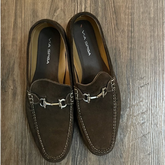 Brown Suede Horsebit Loafers - Picture 1 of 9